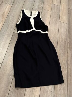 Datiani Black High Neck Mini Dress with White Trim